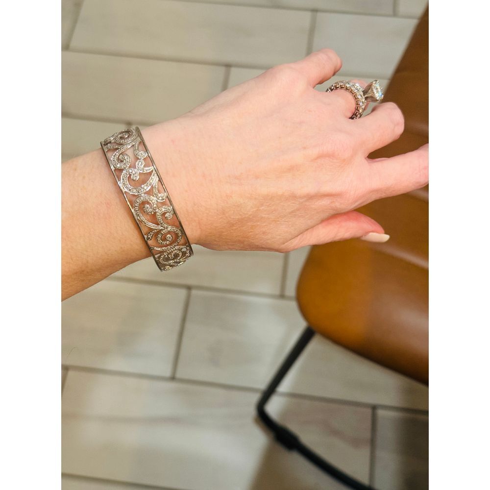 Elegant Natural half .50 carat Diamond Filigree Bracelet in 925 Sterling Silverl